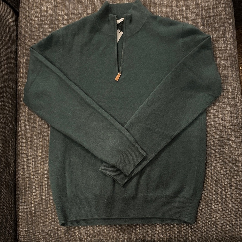 Men's Forest Green Zip-Up Sweater